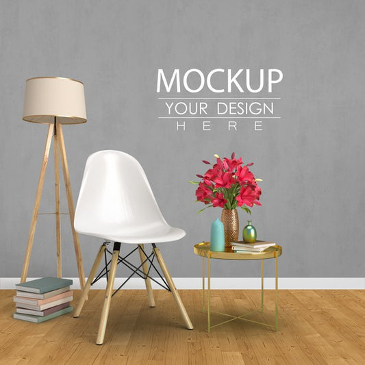 Free Empty Wall Mock Up With Home Decorating In The Living Room Modern Interior. Psd
