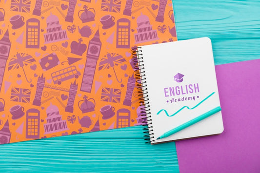 Free English Academy Notebook Mock-Up Psd