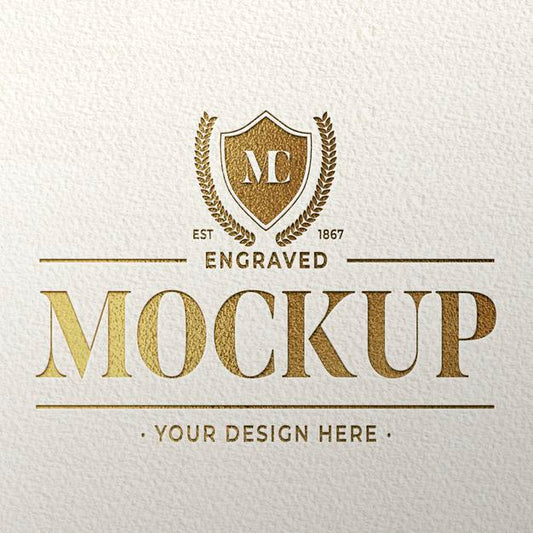 Free Engraved Golden Logo Mockup Psd
