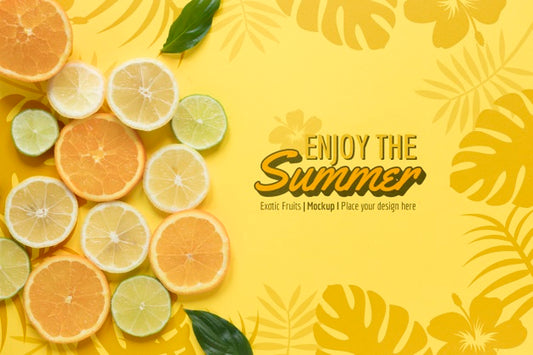 Free Enjoy The Summer With Oranges Mock-Up Psd