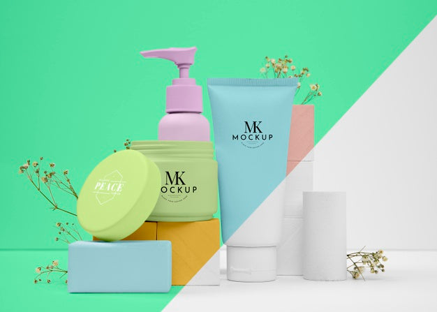 Free Entire Set Of Beauty Products Bottles Mock-Up Psd