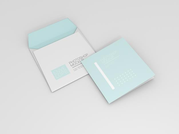 Free Envelope Mockup With Square Paper Psd