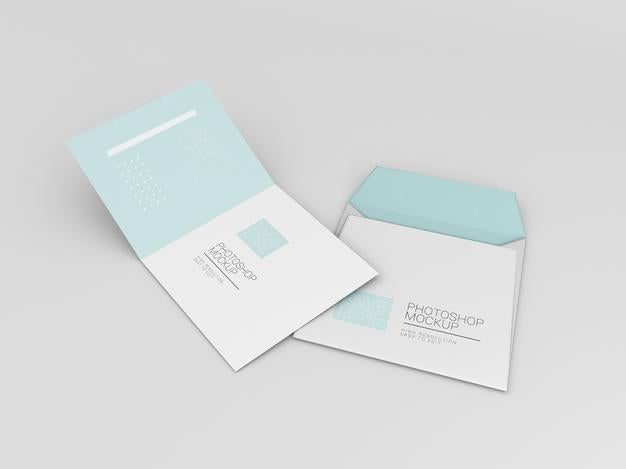 Free Envelope Mockup With Square Paper Psd