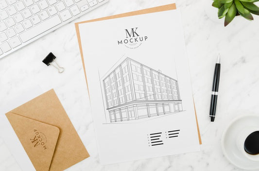 Free Envelope With Architecture Outdoors Mock-Up Psd