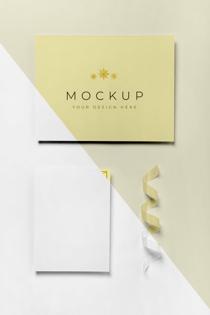 Free Envelope With Invitation Card And Ribbon Psd
