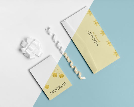 Free Envelope With Invitation Card With White Ribbons Psd