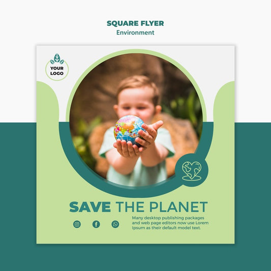 Free Environment Square Flyer Mock-Up Psd