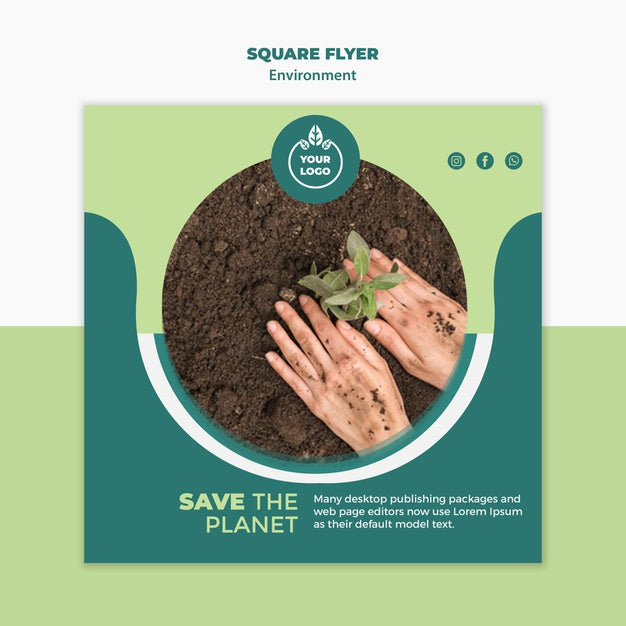 Free Environment Square Flyer Mock-Up Psd
