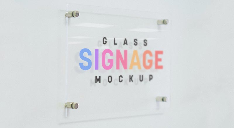 Free Etched Glass Signage Logo Mockup Psd
