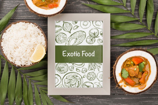 Free Exotic Food Frame Concept With Mock-Up Psd