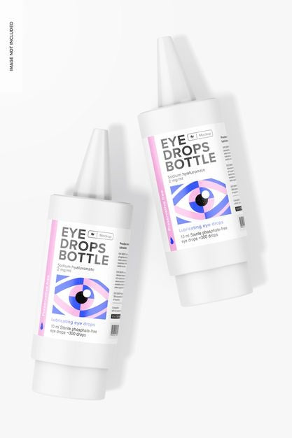 Free Eye Drops Bottles Mockup, Top View Psd
