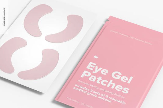 Free Eye Gel Patches Packaging Mockup, Close Up Psd