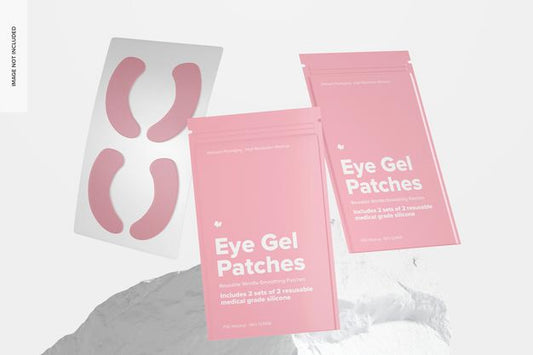 Free Eye Gel Patches Packaging Scene Set Mockup Psd