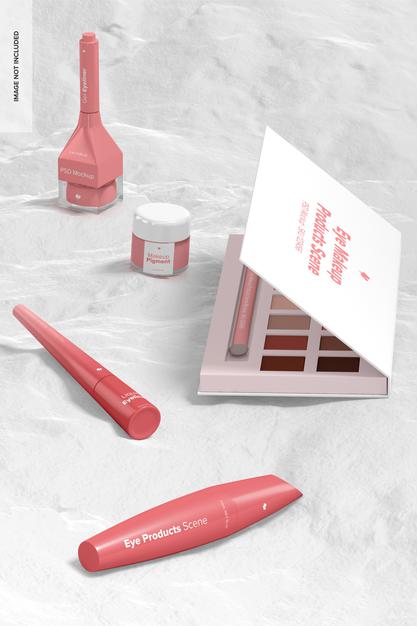 Free Eye Makeup Products Scene Mockup View Psd