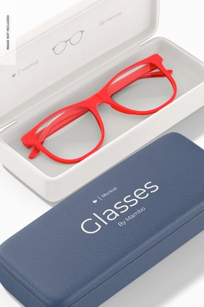 Free Eyeglasses Cases Mockup, Close Up Psd