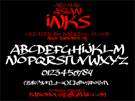 Free Archaic Asian Inks Font