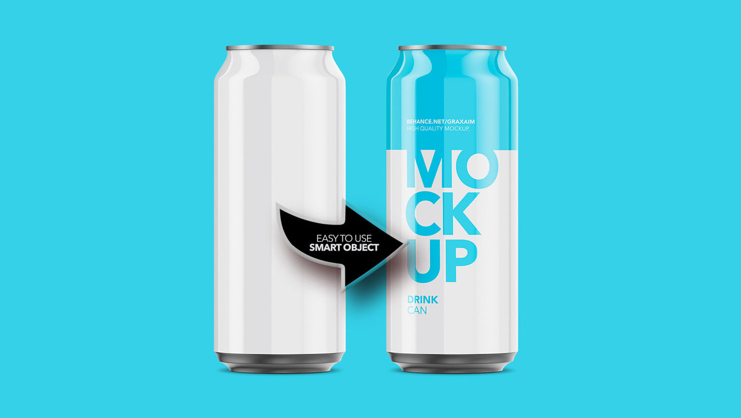 Free Can of Soda and Beer Mockup PSD