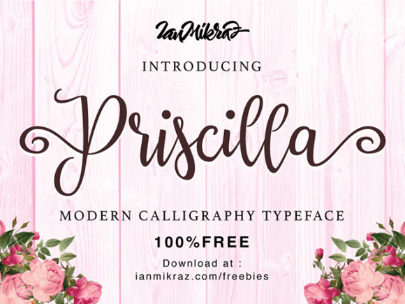 Free Priscilla A calligraphic font