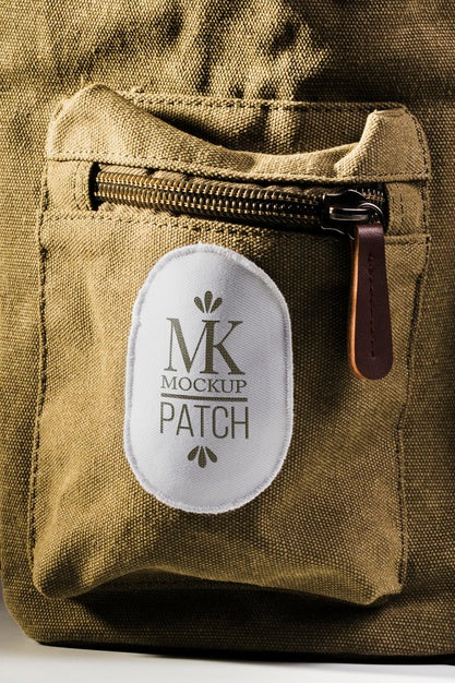 Free Fabric Clothing Patch Mock-Up On Backpack Psd