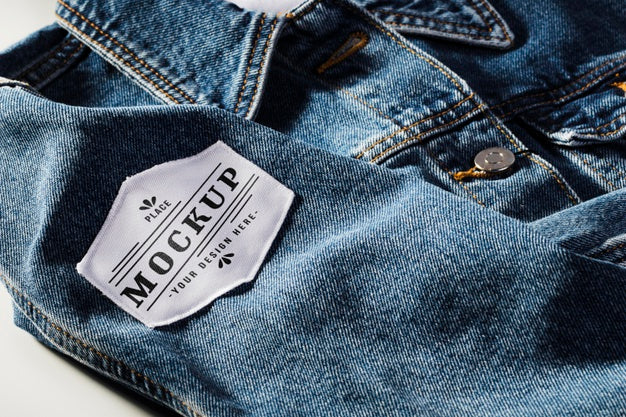 Free Fabric Clothing Patch Mock-Up On Denim Material Psd