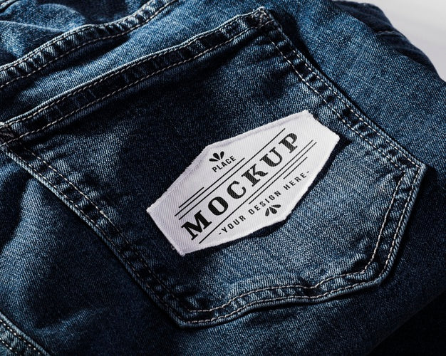 Free Fabric Clothing Patch Mock-Up On Denim Psd