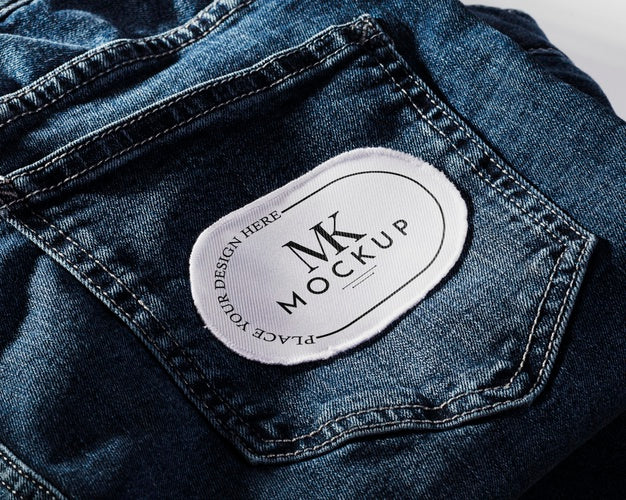 Free Fabric Clothing Patch Mock-Up On Denim Psd