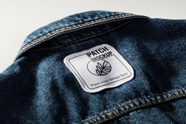 Free Fabric Clothing Patch Mock-Up On Denim Psd