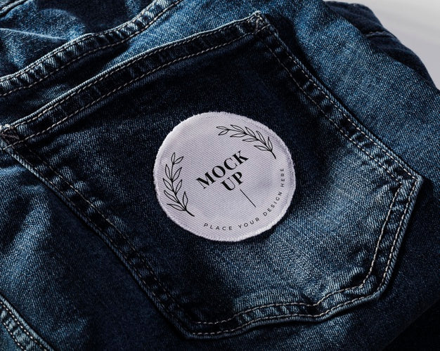 Free Fabric Clothing Patch Mock-Up On Denim Psd