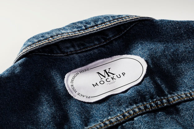 Free Fabric Clothing Patch Mock-Up On Denim Psd