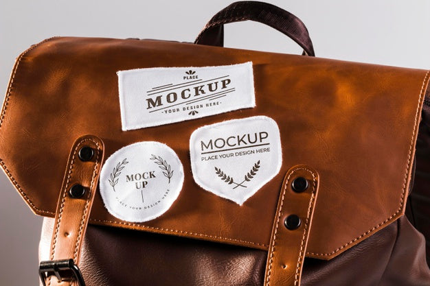 Free Fabric Clothing Patch Mock-Up On Leather Bag Psd