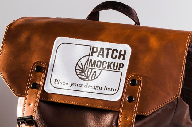 Free Fabric Clothing Patch Mock-Up On Leather Bag Psd