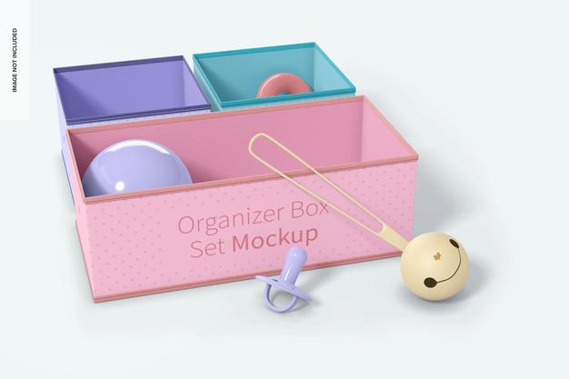 Free Fabric Organizer Box Set Mockup Psd