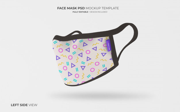 Free Face Mask Mockup In Left Side View Psd