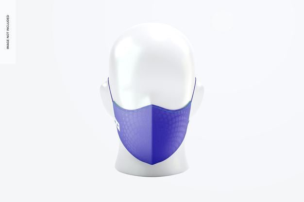 Free Face Mask With Elastic Bands Mockup, Front View Psd