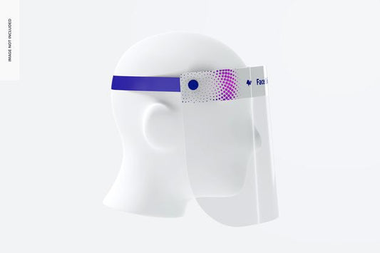 Free Face Shield With Head Mockup, Left View Psd