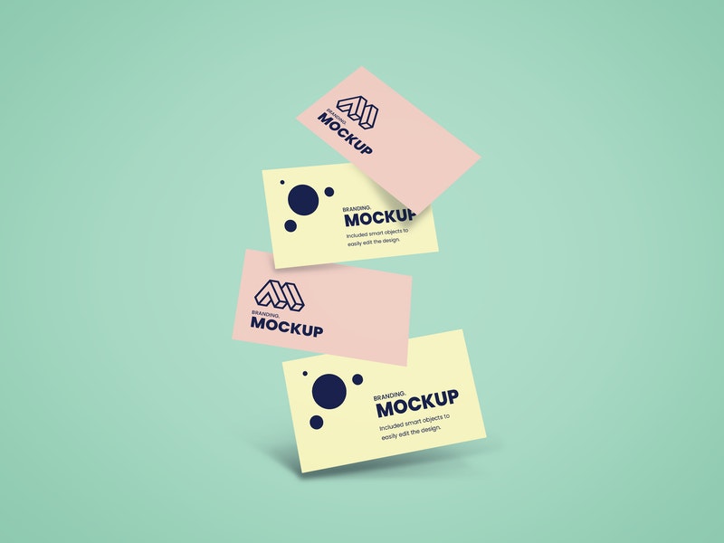 Free Falling Business Card Mockup