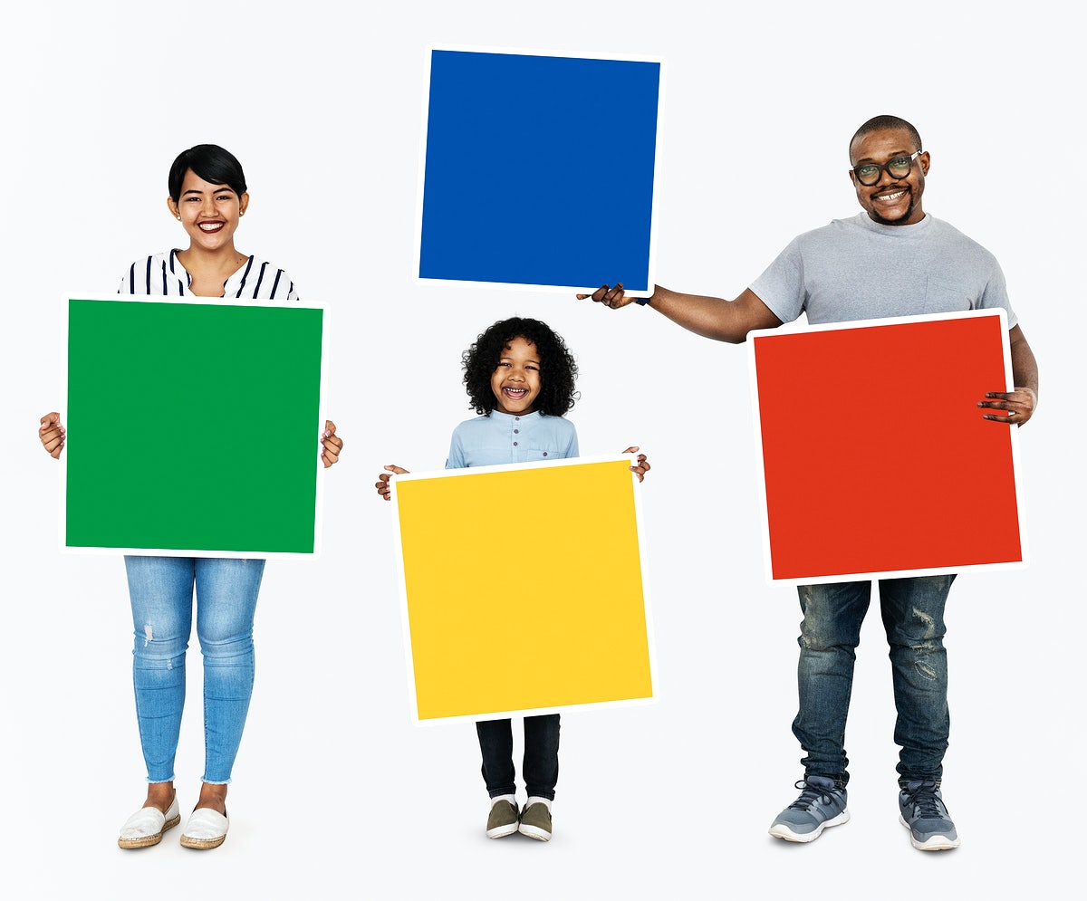 Free Family Holding Colorful Square Boards