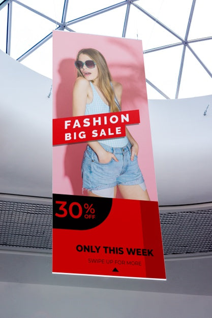 Free Fashion Big Sale Mall Advertising Mock-Up Psd