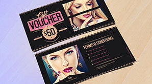 Free Fashion Gift Voucher Design Template & Mock-Up Psd