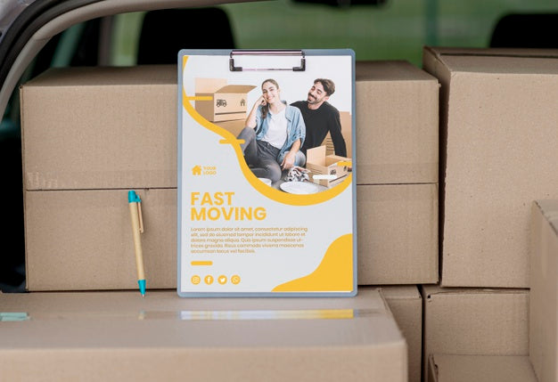 Free Fast Moving Courier With Copy Space Psd