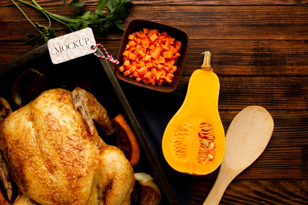 Free Fat Lay Delicious Thanksgiving Turkey Psd