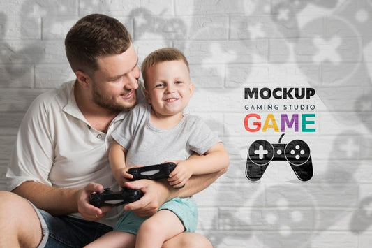 Free Father And Child Playing Video Game Together Psd