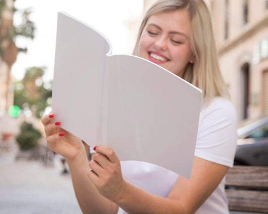 Free Female On Street Reading Book Psd