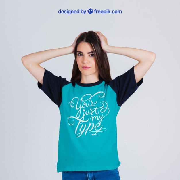 Free Female with a T-Shirt Mockup