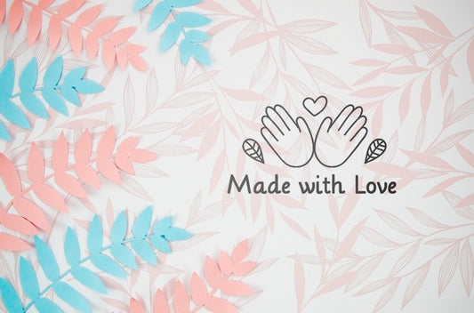 Free Fern Leaves Made With Love Handmade Background Psd