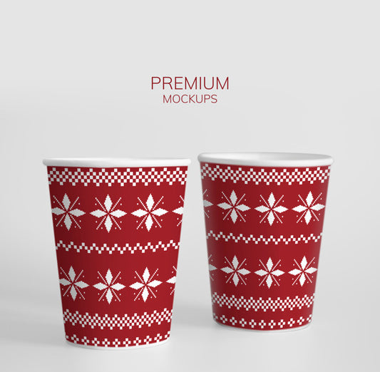 Free Festive Paper Cup Design Mockup Psd