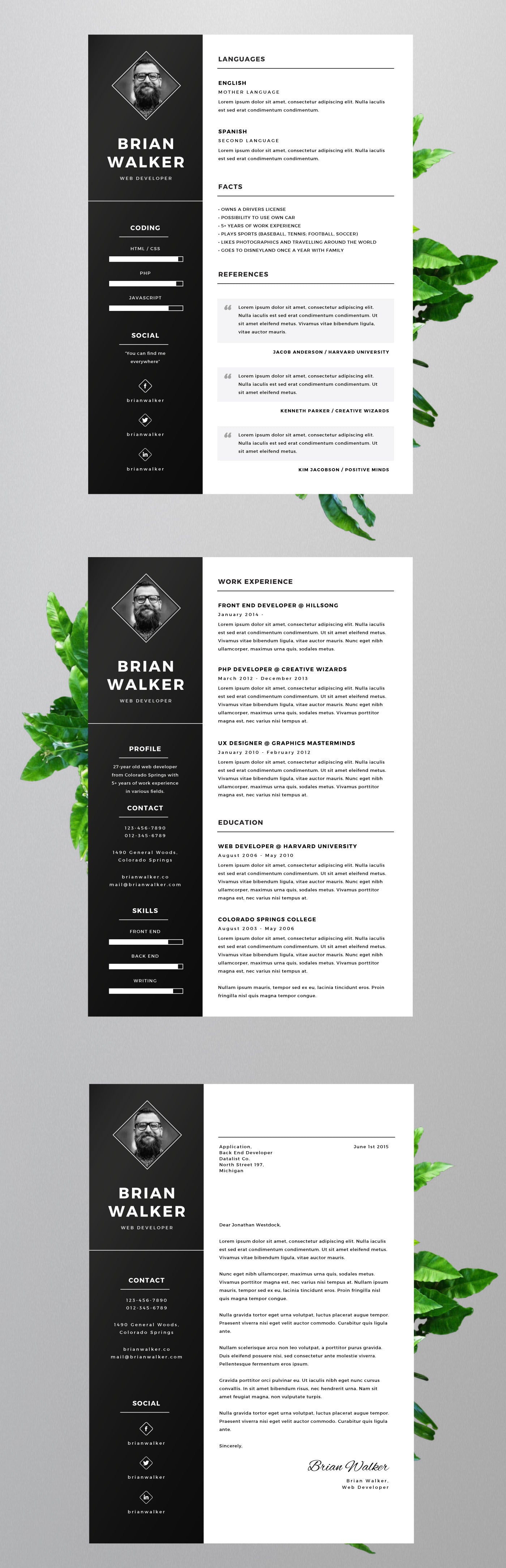 Free Clean Modern Minimal CV Resume Template in Photoshop (PSD), Illustrator (AI) and Microsoft Word (DOC, DOCX) Formats