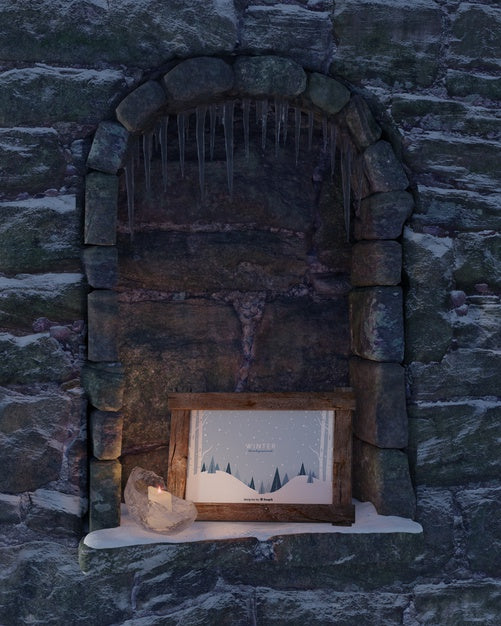 Free Fireplace With Winter Frame Theme Psd