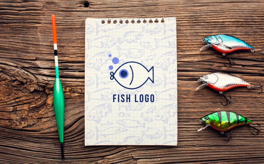 Free Fish Bait And Mock-Up Notepad Psd