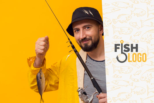 Free Fisherman In Raincoat Holding A Fish Psd